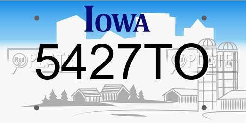 5427TO Iowa License Plate