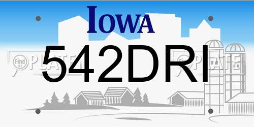 542DRI Iowa License Plate
