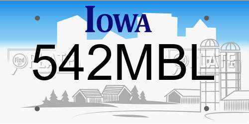 542MBL Iowa License Plate