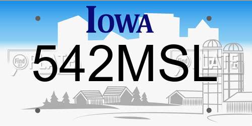 542MSL Iowa License Plate