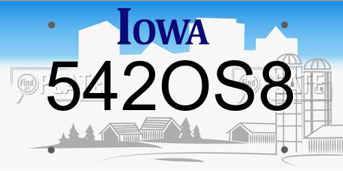542OS8 Iowa License Plate
