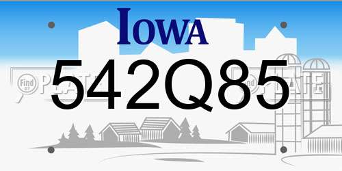 542Q85 Iowa License Plate