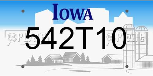 542T10 Iowa License Plate
