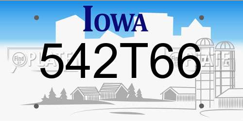 542T66 Iowa License Plate