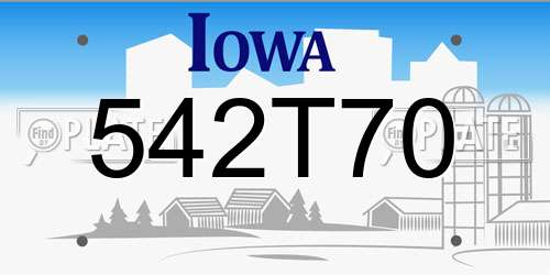 542T70 Iowa License Plate