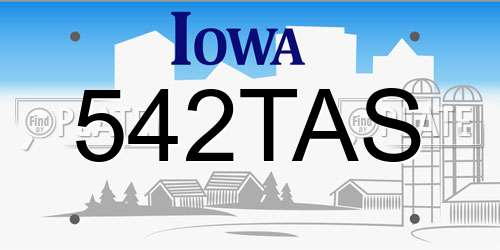 542TAS Iowa License Plate