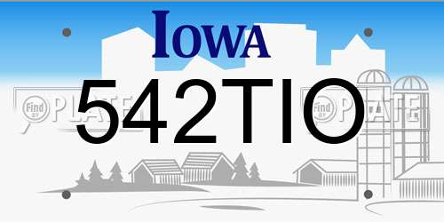 542TIO Iowa License Plate