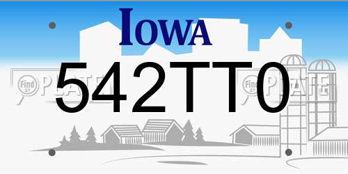 542TT0 Iowa License Plate