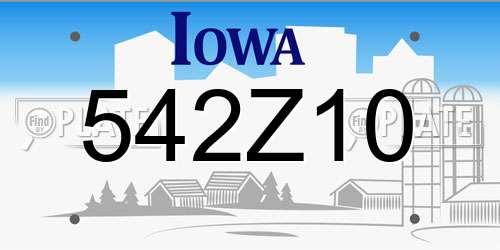542Z10 Iowa License Plate