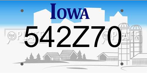 542Z70 Iowa License Plate