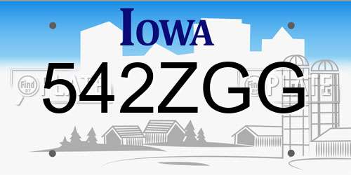 542ZGG Iowa License Plate