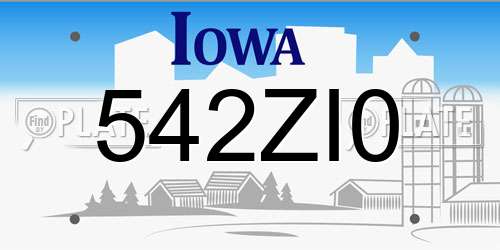 542ZI0 Iowa License Plate