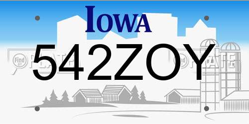 542ZOY Iowa License Plate
