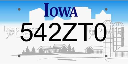 542ZT0 Iowa License Plate