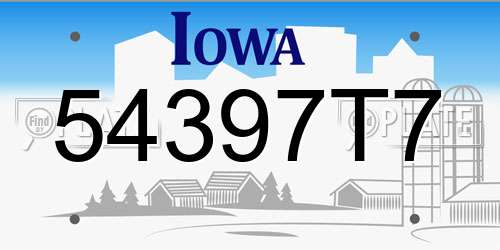 54397T7 Iowa License Plate
