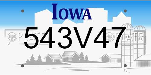 543V47 Iowa License Plate