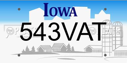 543VAT Iowa License Plate