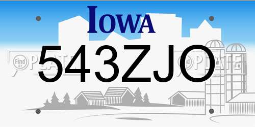 543ZJO Iowa License Plate