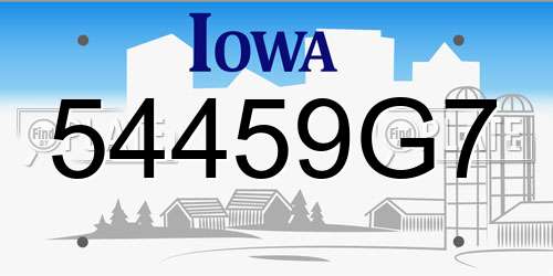 54459G7 Iowa License Plate