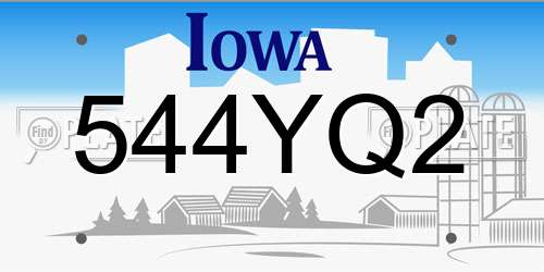 544YQ2 Iowa License Plate