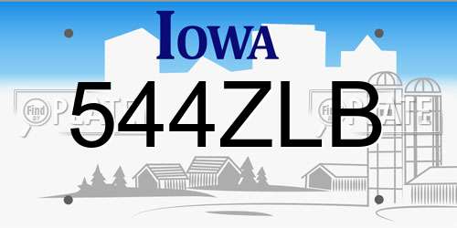 544ZLB Iowa License Plate