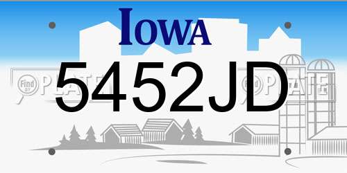 5452JD Iowa License Plate