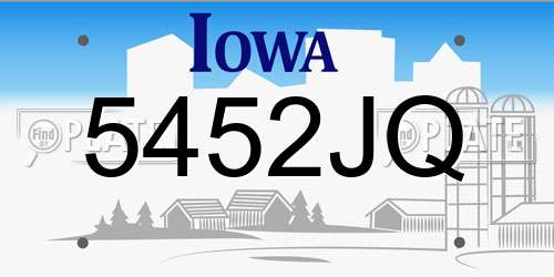 5452JQ Iowa License Plate