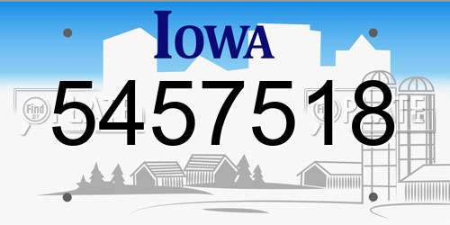 5457518 Iowa License Plate