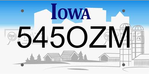 545OZM Iowa License Plate
