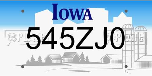 545ZJ0 Iowa License Plate