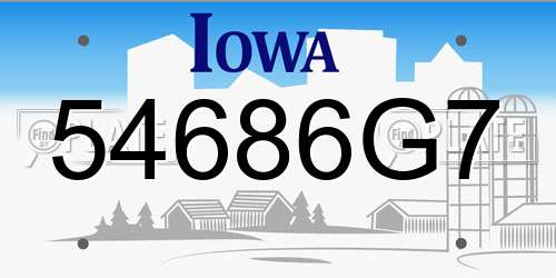 54686G7 Iowa License Plate