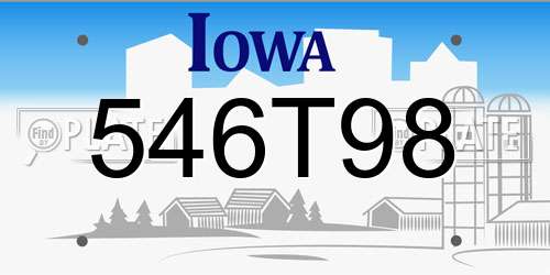 546T98 Iowa License Plate