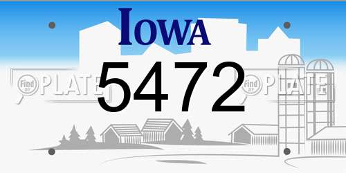 5472 Iowa License Plate