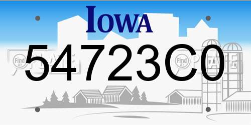 54723C0 Iowa License Plate