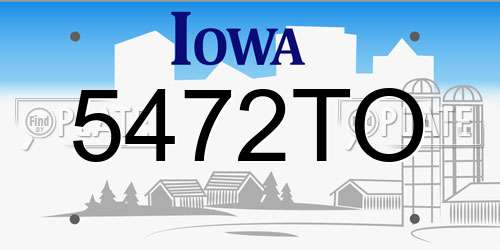 5472TO Iowa License Plate