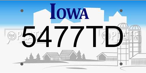 5477TD Iowa License Plate