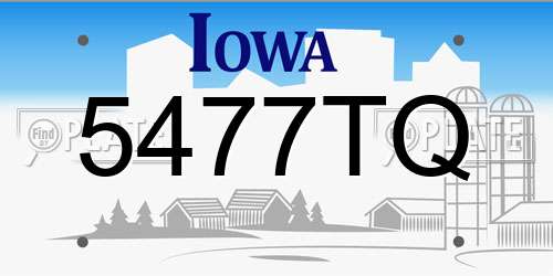 5477TQ Iowa License Plate