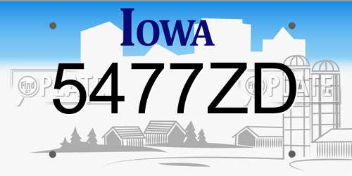 5477ZD Iowa License Plate