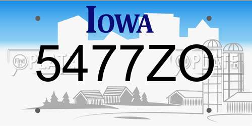 5477ZO Iowa License Plate