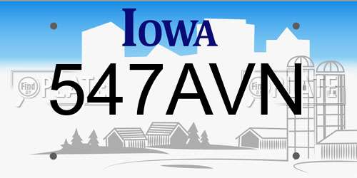 547AVN Iowa License Plate