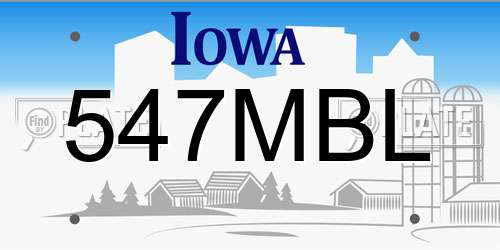 547MBL Iowa License Plate
