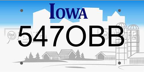 547OBB Iowa License Plate