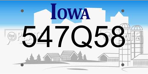 547Q58 Iowa License Plate