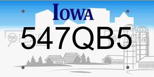 547QB5 Iowa License Plate