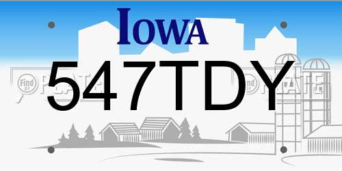 547TDY Iowa License Plate