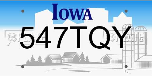 547TQY Iowa License Plate