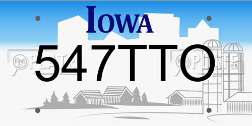 547TTO Iowa License Plate