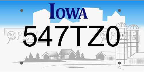 547TZ0 Iowa License Plate