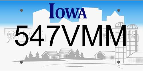 547VMM Iowa License Plate