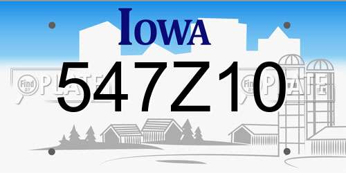 547Z10 Iowa License Plate